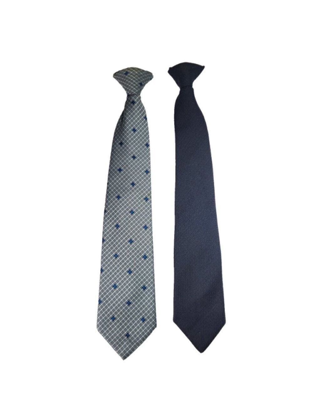 Count Christopher Clip on Tie Designers Choice Mens Lot of 2 Navy Blue & Pattern